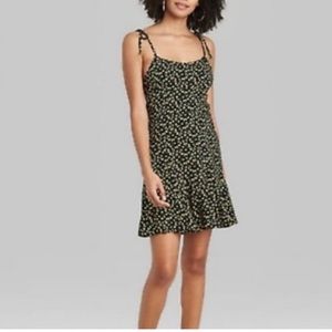 Wild Fable Black Yellow Lemon Print Mini Women's Dress Size Large